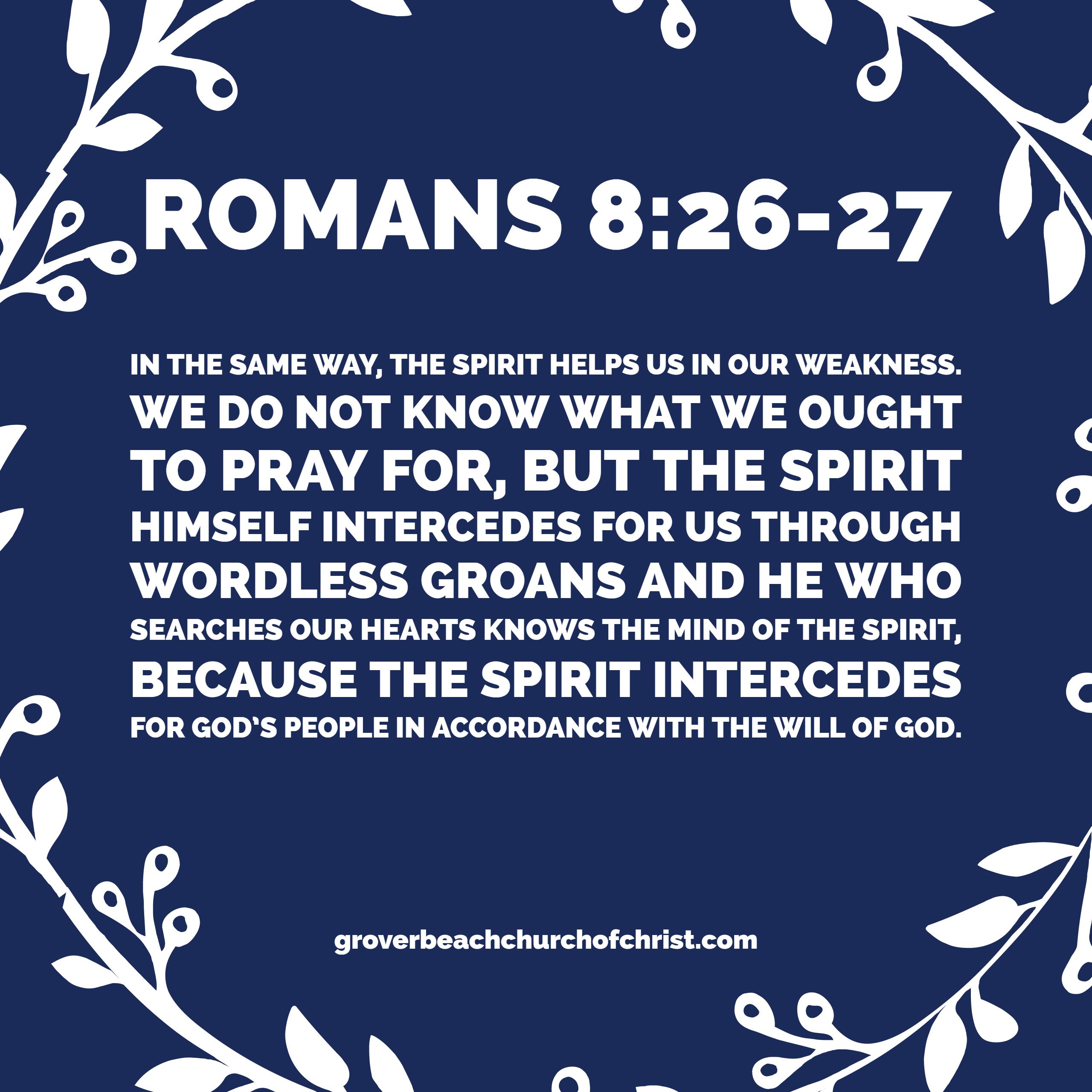 Romans 8-26, 27 In the same way the spirit