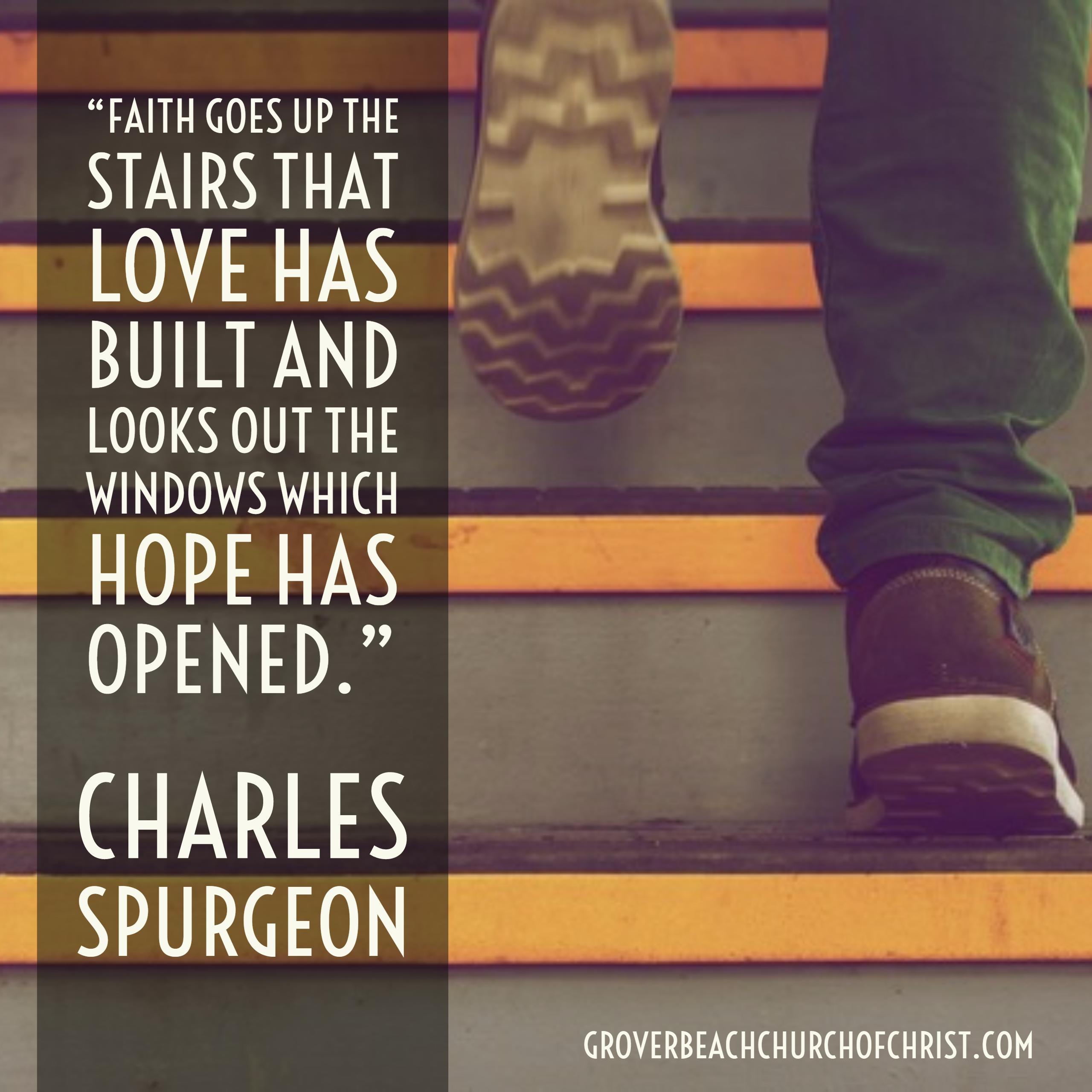 Spurgeon Faith goes up the stairs